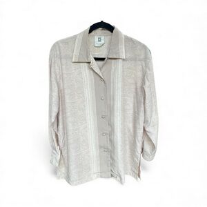 Gently used Hizu Eleve Cream Beige Paisley Button-Up Shirt Streetwear, Size M